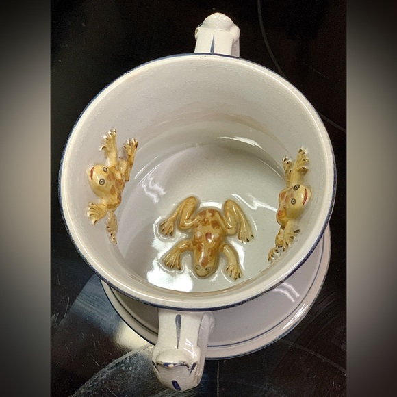 Vintage c. 1790 English Antique Pearlware Three Frog Mug Loving Cup - Picture 13 of 16